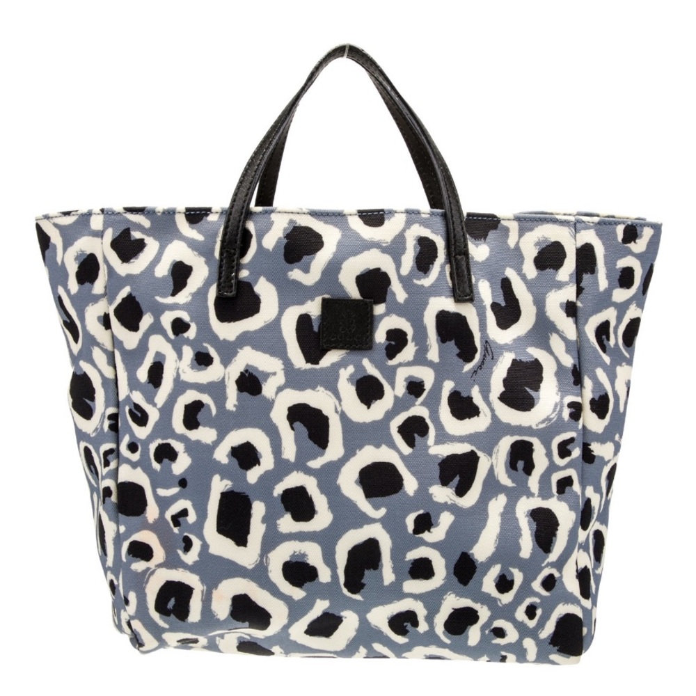 GUCCI Padlock Blue Canvas W/Leather Tote Handbag Serial 284721
